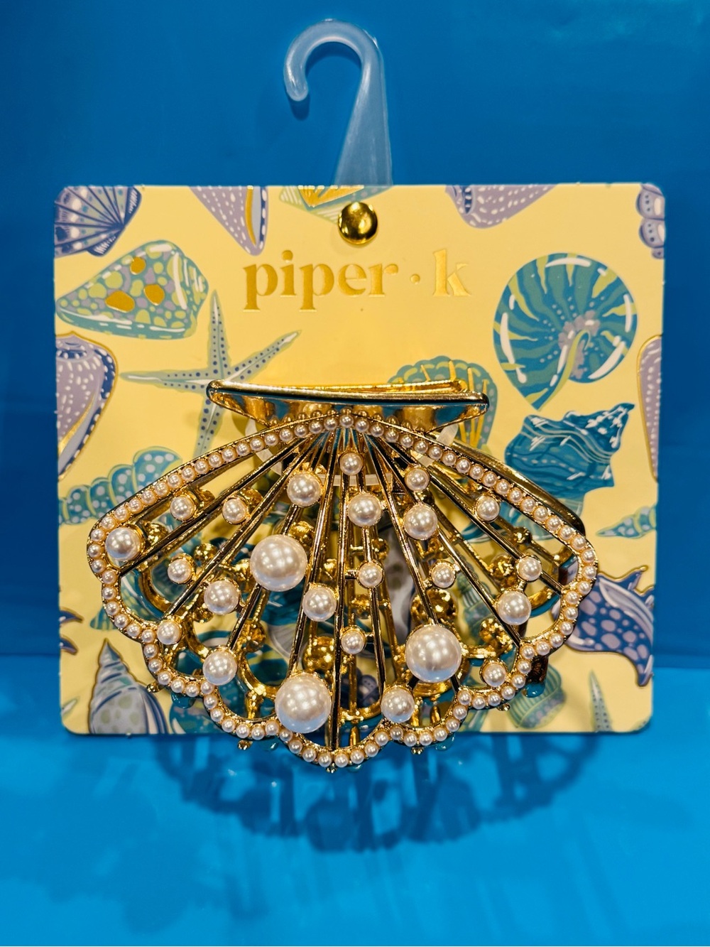 NWT Piper•K Gold Pearl Seashell Hair Clip